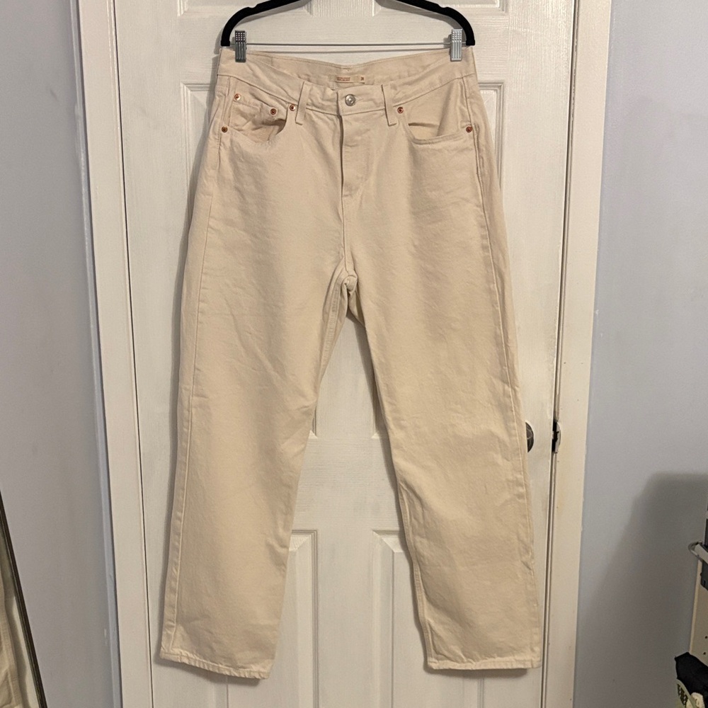 Levi's Cream Straight Leg Jeans